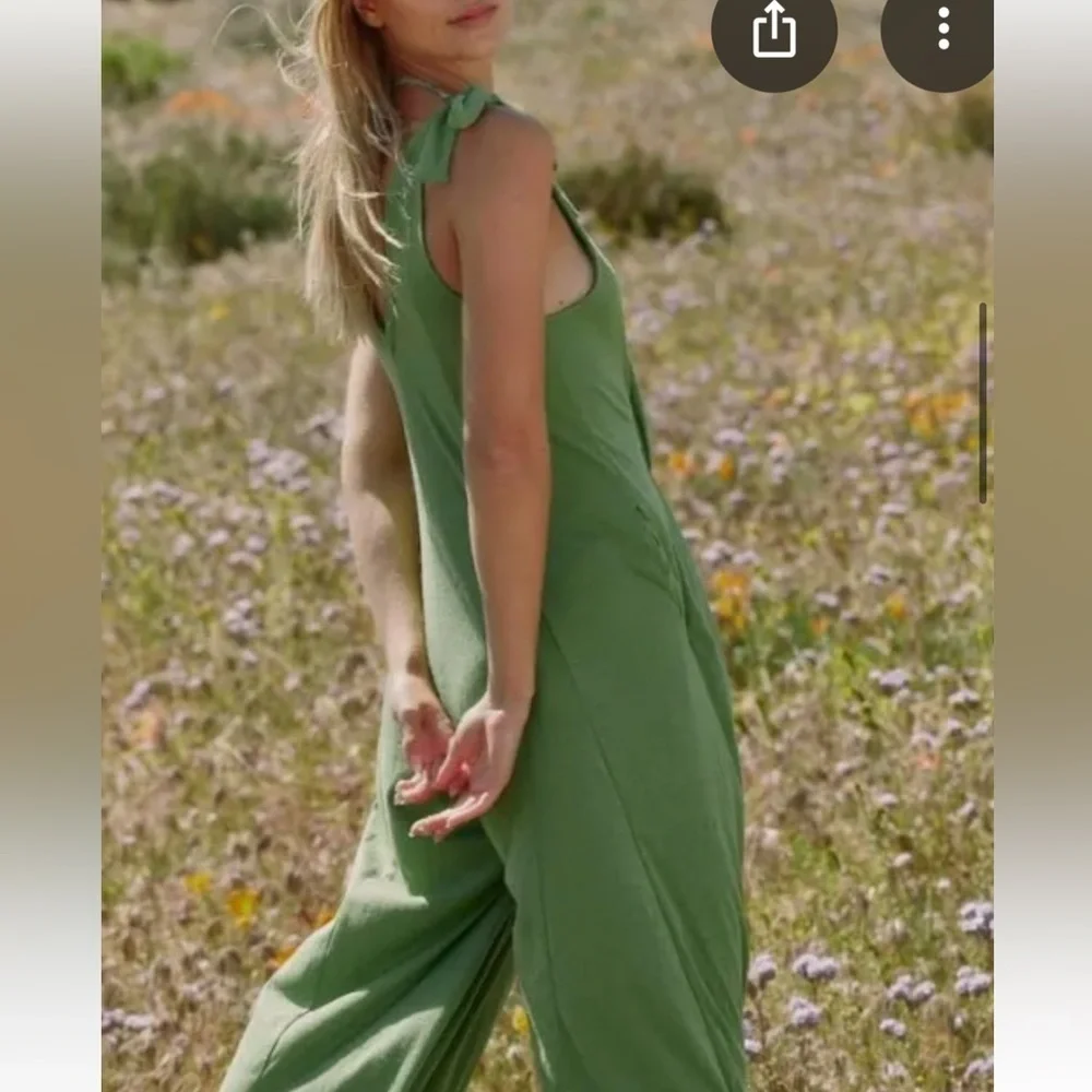 Free People Lime Green Wide Leg Jumpsuit